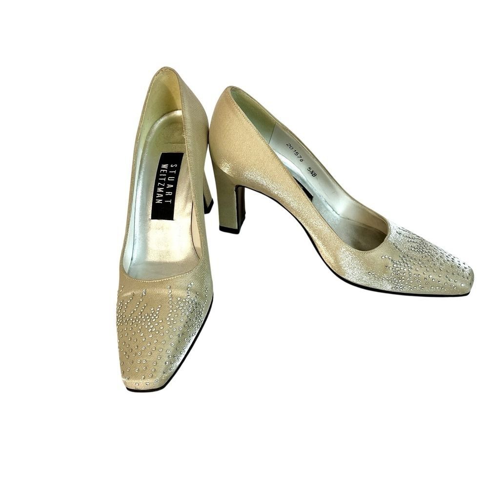 Vintage 1990s Stuart Weitzman Women Rhinestone Heel 5.5 B Quiet Luxury Old Money